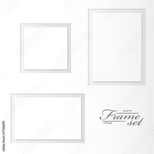Unusual blank frames set on white background