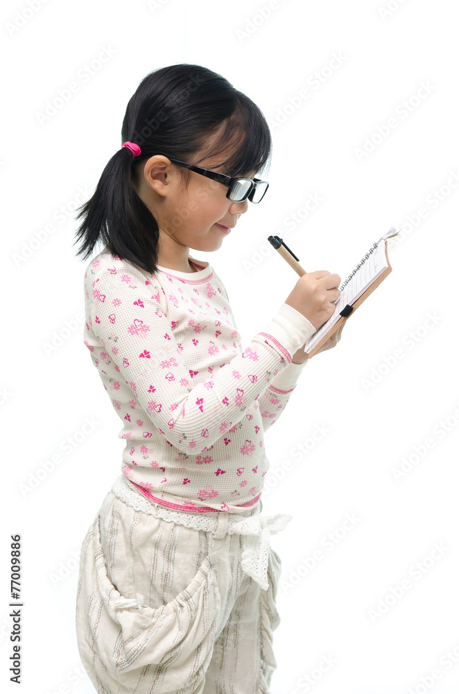 Cute asian girl thinking on white background isolated Cute asian girl thinking on white background isolated