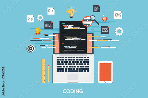 Programming - Coding Flat Concept