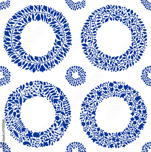 Seamless vector pattern with garlands blue on a white background