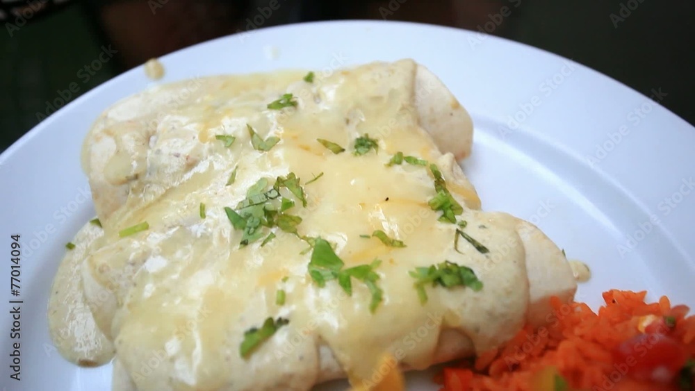 Burritos with meat, pepper, onion and parsley closeup. HD Burritos with meat, pepper, onion and parsley closeup. HD