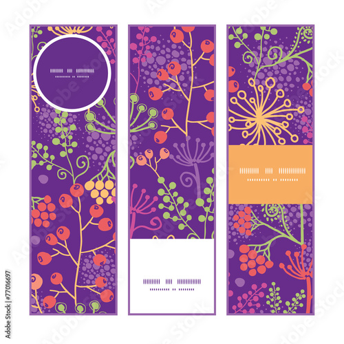 Vector colorful garden plants vertical banners set pattern