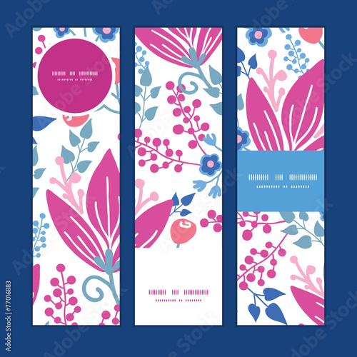 Vector pink flowers vertical banners set pattern background