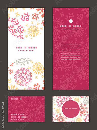 Vector folk floral circles abstract vertical frame pattern