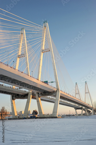 St. Petersburg, Russia, 6 January: Big Obukhovsky bridge (cable-