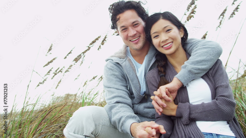 Young Ethnic Couple Happy Healthy Outdoor Beach Lifestyle Young Ethnic Couple Happy Healthy Outdoor Beach Lifestyle