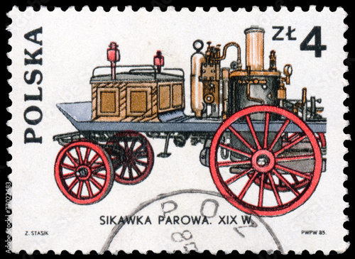 Stamp printed in Poland shows development of the Fire Brigade