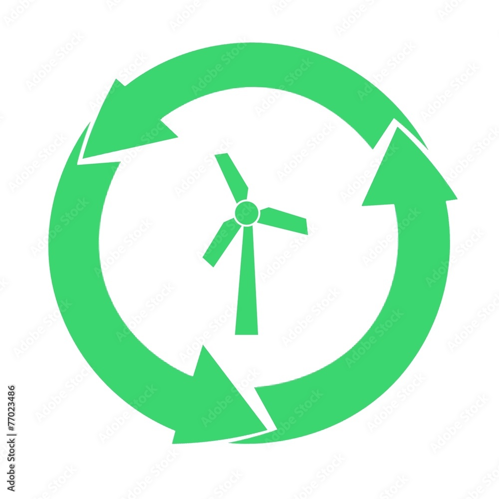 Éolienne dans un symbole recyclage Éolienne dans un symbole recyclage
