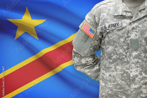 American soldier with flag - Congo-Kinshasa
