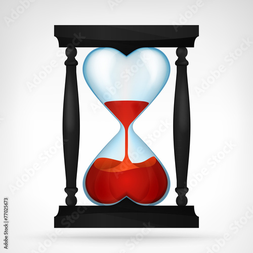 flowing red love liquid in dual heart shaped hourglass design