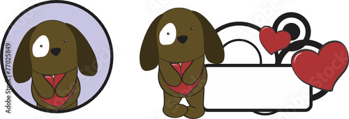 valentine puppy cartoon heart hug copyspace