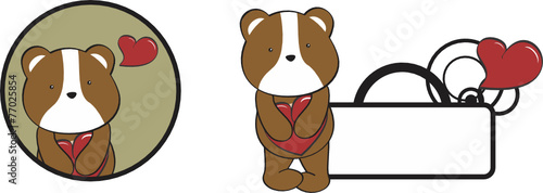 valentine hamster cartoon heart hug copyspace
