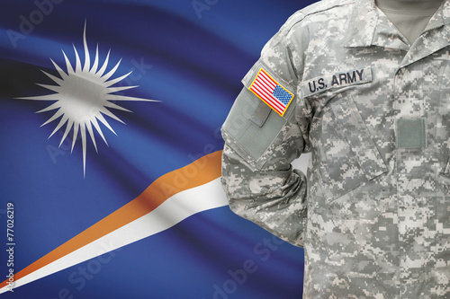 American soldier with flag - Republic of the Marshall Islands