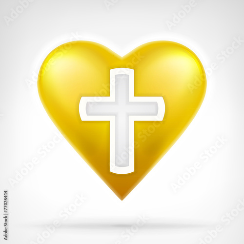 I love my religion concept as snowflake on golden heart icon