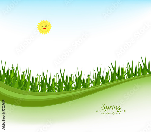 springl banners with grass and blue sky