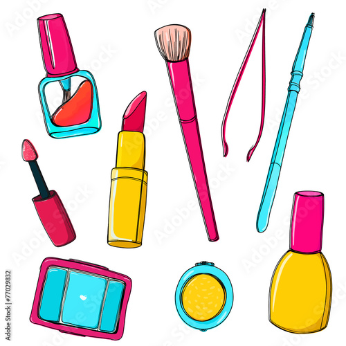 Makeup vector tools and accessories