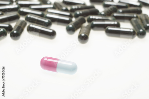 pills on white background