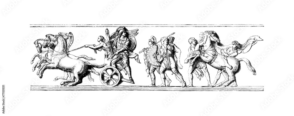 Victorian engraving of a frieze of Alexander the Great Stock Illustration |  Adobe Stock