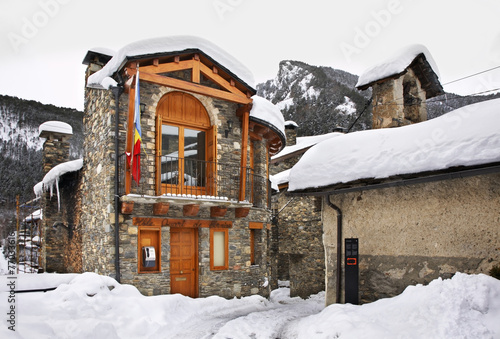 Main square in Sornas. Principality of Andorra photo