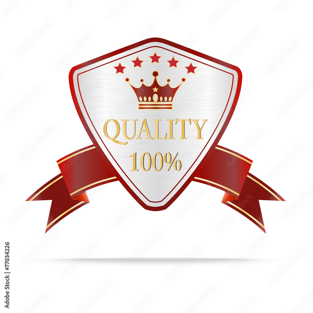 Naklejka premium Luxury silver and red quality shields label