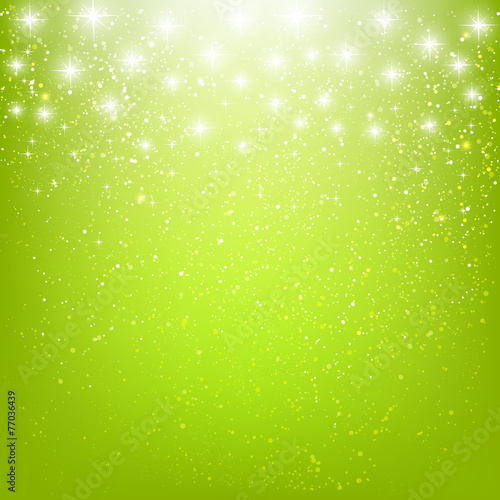 Shiny stars on green background