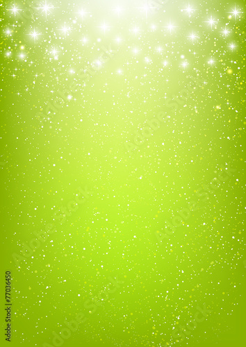 Shiny stars on green background