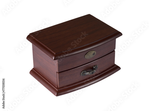 Wooden box on a white background