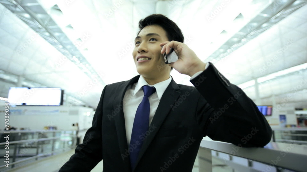 City Airport Departure Asian Chinese Finance Male Wireless Smart Phone City Airport Departure Asian Chinese Finance Male Wireless Smart Phone