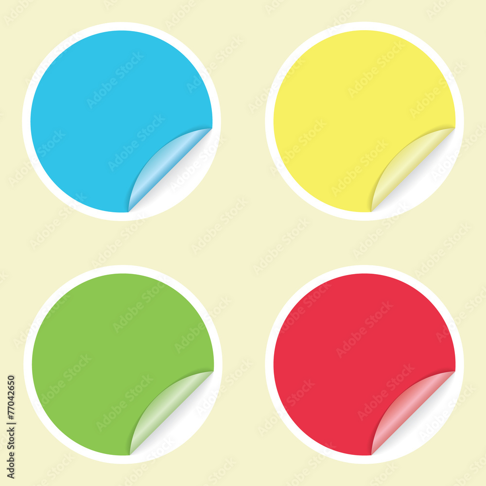 Vector round sticker blank labels with curled edge isolated Vector round sticker blank labels with curled edge isolated