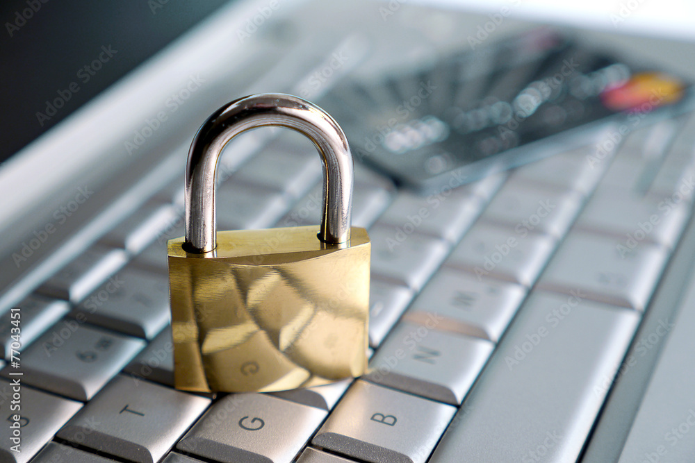 gold padlock and credit card gold padlock and credit card