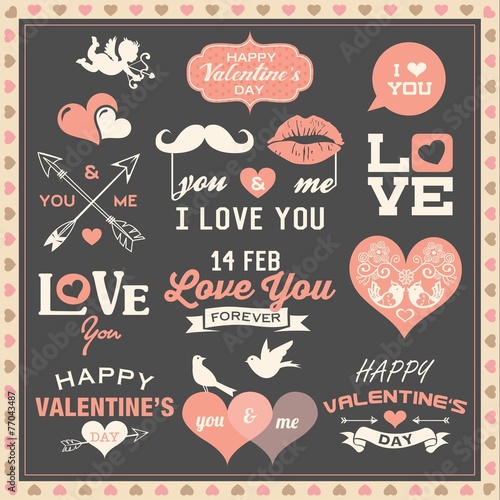 Valentine's day labels, icons and design elements collection