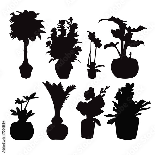 Potted plant silhouette collection