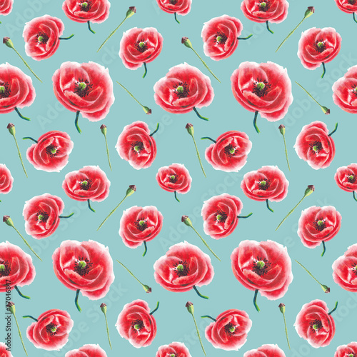watercolor poppy pattern