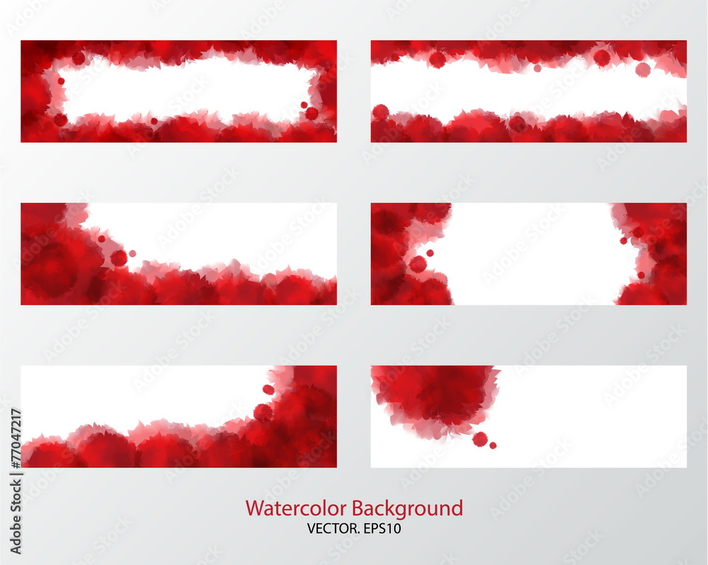 Red watercolor template.Vector/illustration.