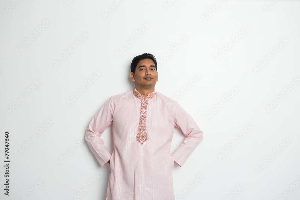 traditional indian male portrait with plain background and copys traditional indian male portrait with plain background and copys