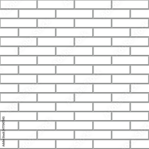 Seamless white brick wall vector pattern.