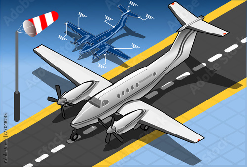 Isometric White Private Plane