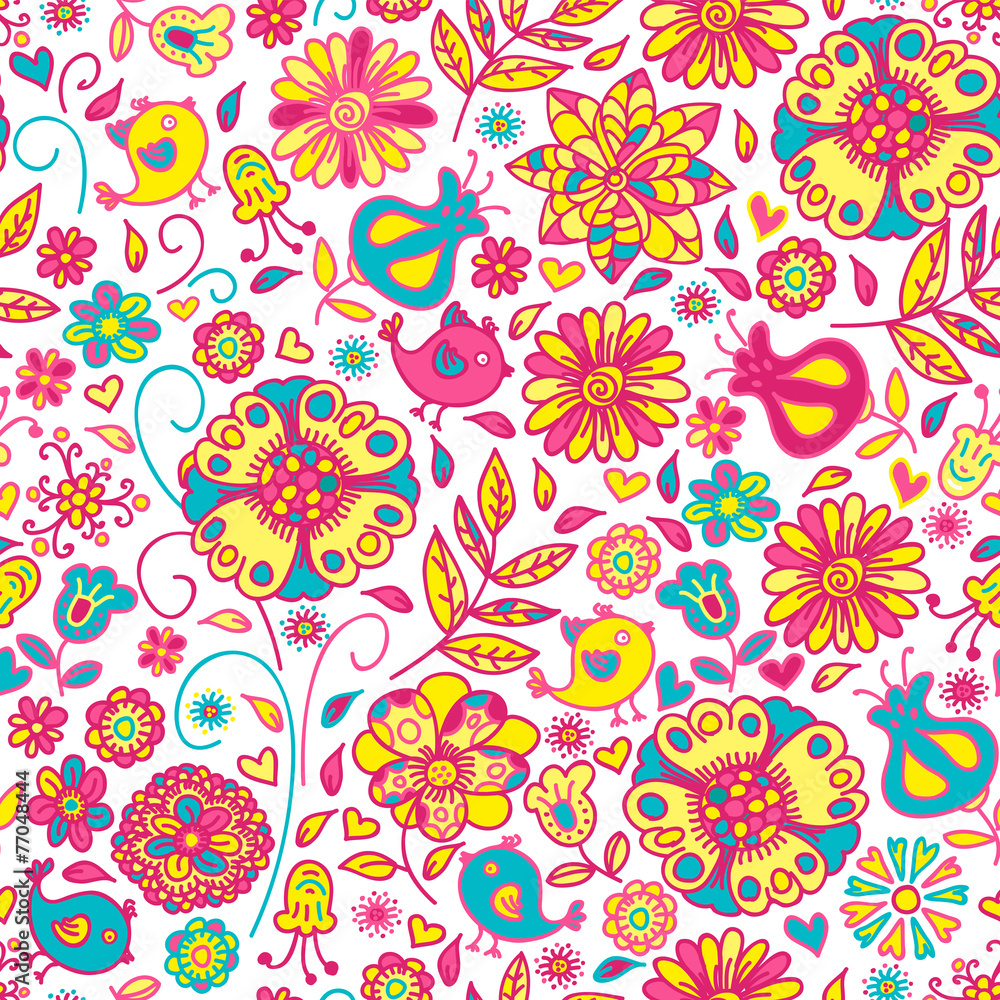 seamless pattern of spring flowers