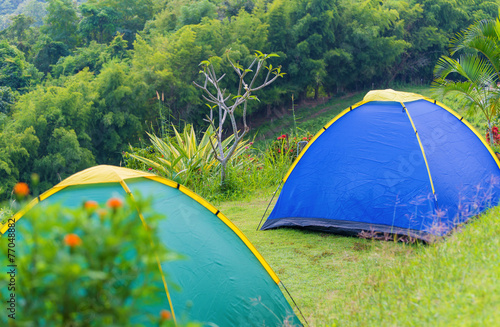 Camping tent in campground at national park.