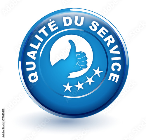 qualité du service sur bouton bleu