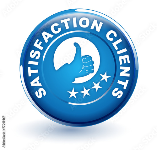 satisfaction clients sur bouton bleu