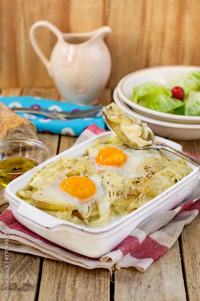 French style potato gratin with cheese and eggs French style potato gratin with cheese and eggs