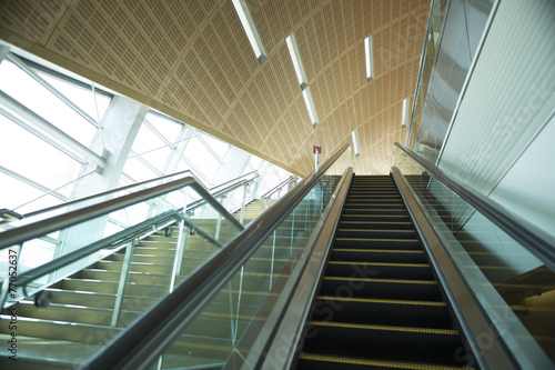 Escalators and stairs in the modern building