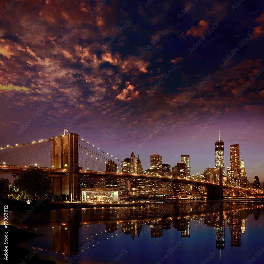 Brooklyn Bridge sunset New York Manhattan