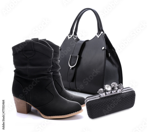 Black women shoes and handbag