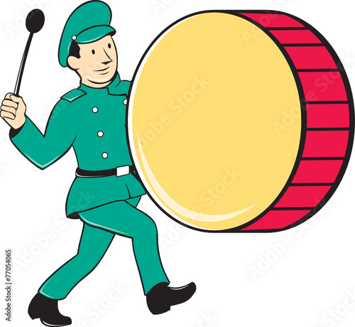 Marching Band Drummer Beating Drum