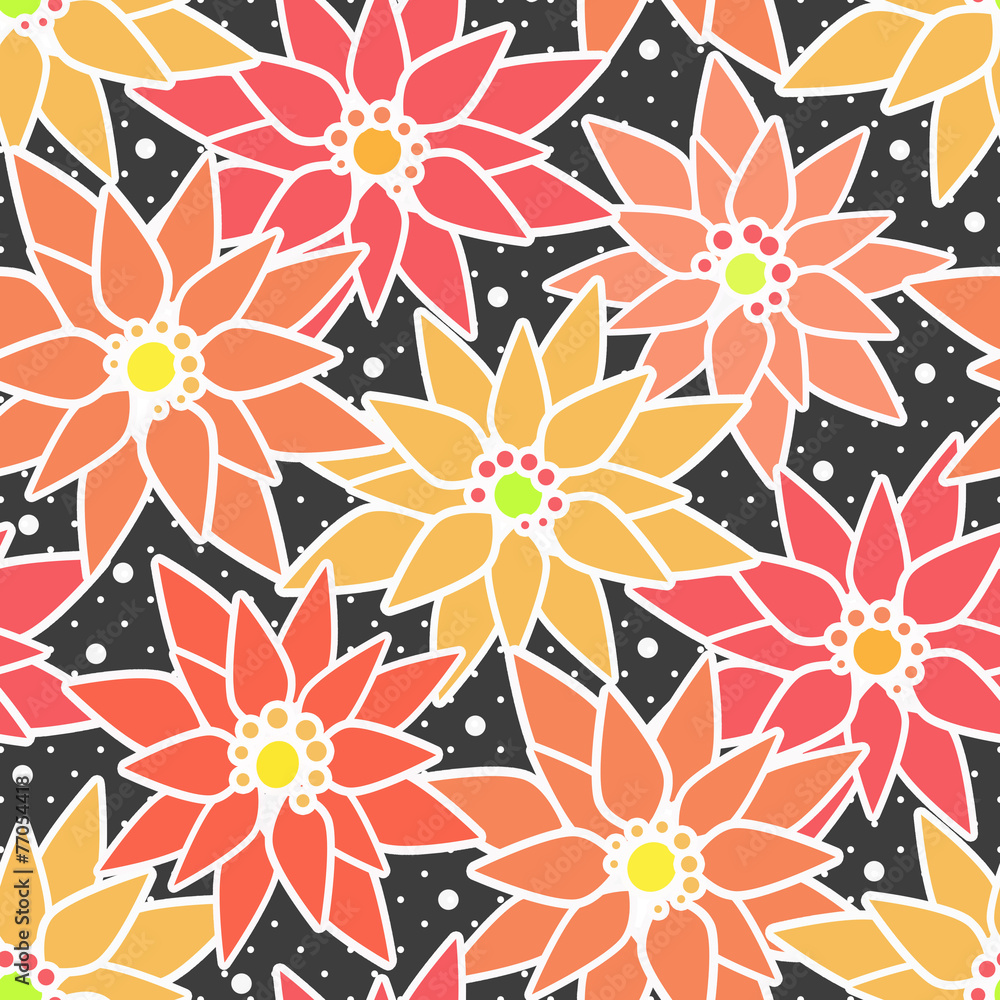 Seamless floral pattern with cute cartoon flowers background Seamless floral pattern with cute cartoon flowers background