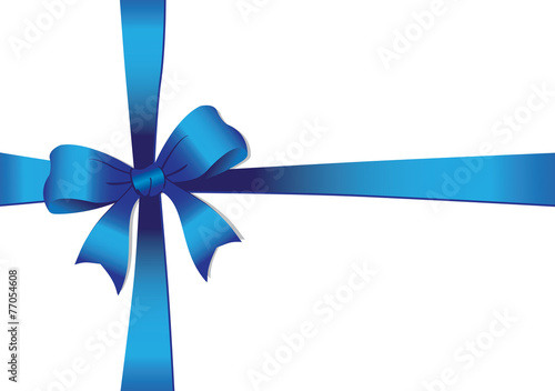 Blue bow ribbon isolated on White Background