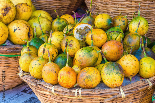 Baskets with tropical fruit: