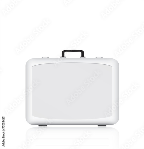Silver briefcase on white background